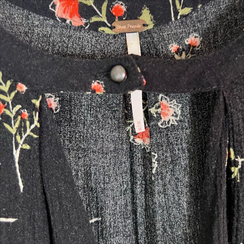 Free People Snap Out of It Floral Swing Tunic Dress in Black Floral Size Medium - Picture 6 of 8